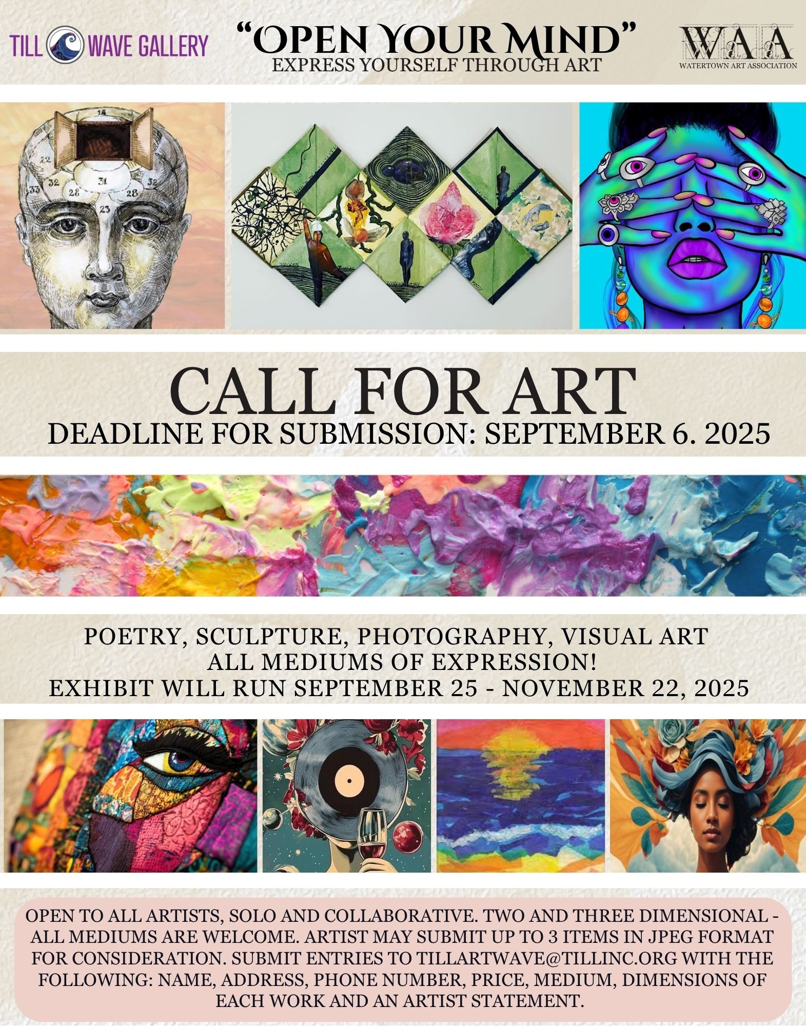 Call for Art Poster May 2025 - Open Your Mind Exhibit